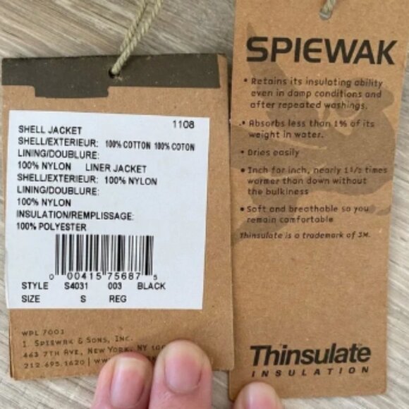 Spiewak & Sons 2 in 1 Carson Hooded Field Jacket in Black Sz S - Picture 5 of 10